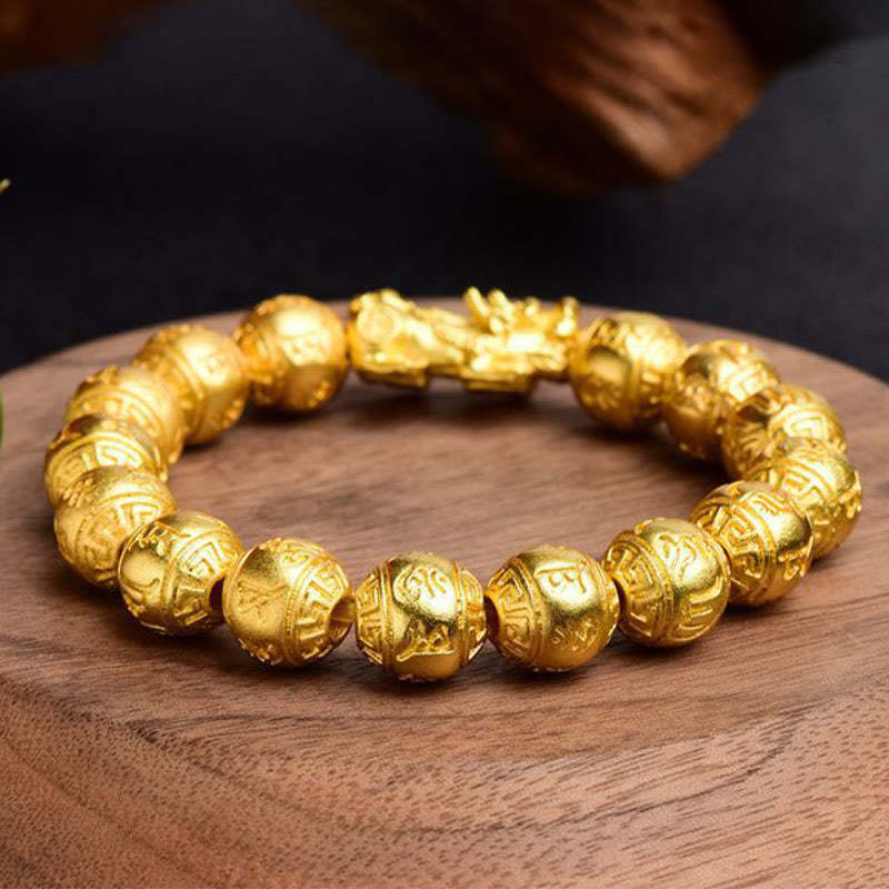 PiXiu Om Mani Padme Hum Carved Wealth Bracelet