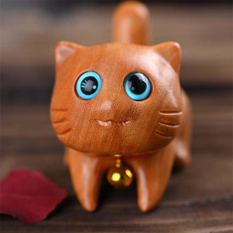 Small Cute Confident Sleeping Cat Sandalwood Healing Home Decoration