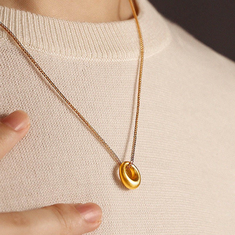 999 Gold Peace Buckle Auspicious Necklace Pendant