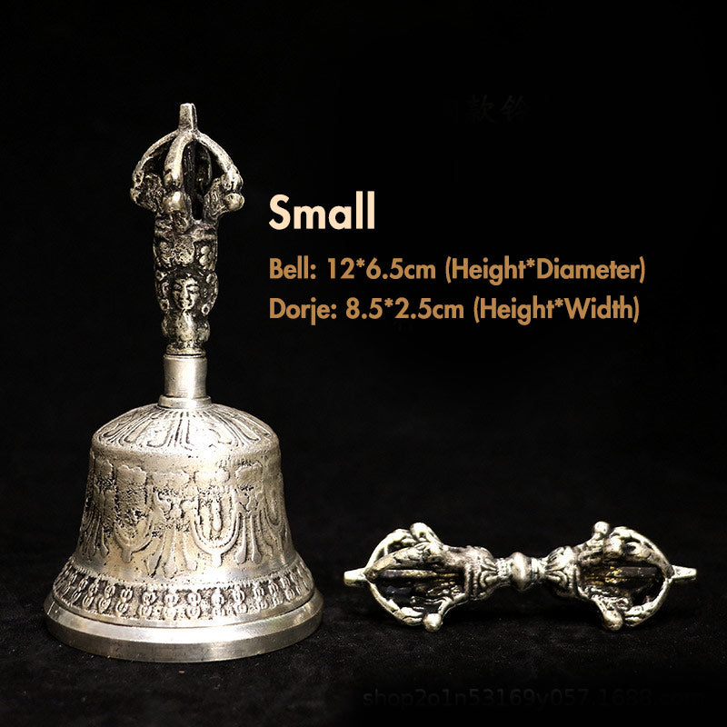 Tibetan Meditation Bell and Vajra Dorje Copper Decoration Set
