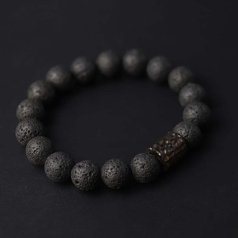 Lava Rock Ebony Wood Tiger Eye Support Healing Bracelet