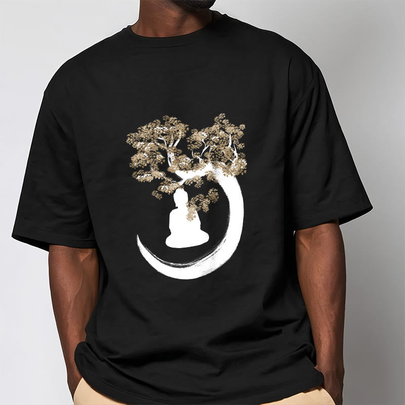 mystic zen Sitting Under The Tree Cotton Tee T-shirt