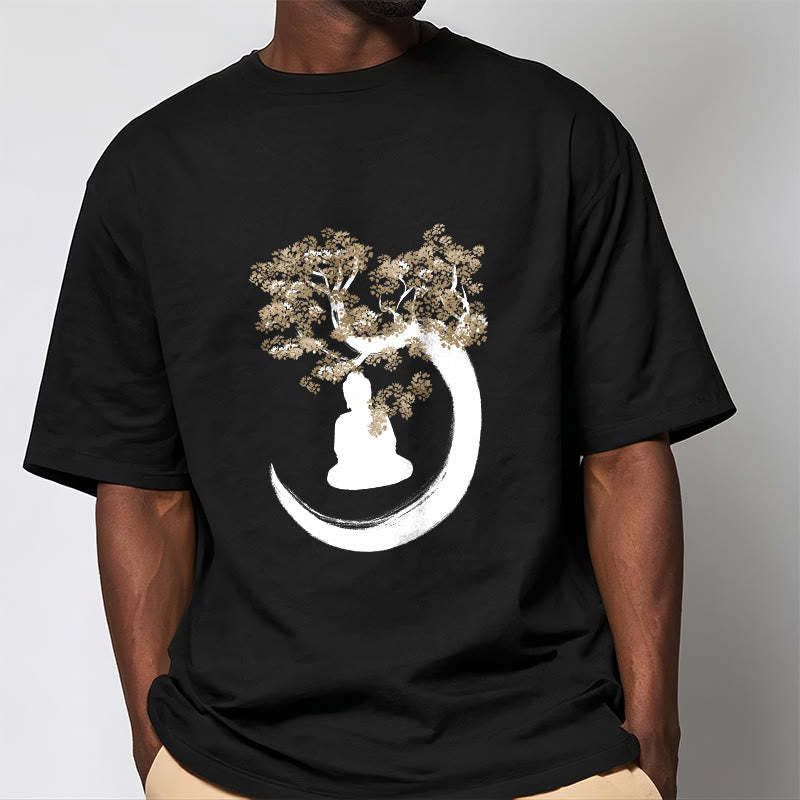 mystic zen Sitting Under The Tree Cotton Tee T-shirt