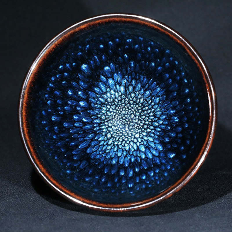 Handmade Blue Francolinus Spot Chinese Jianzhan Ceramic Teacup Kung Fu Tea Cup Bowl