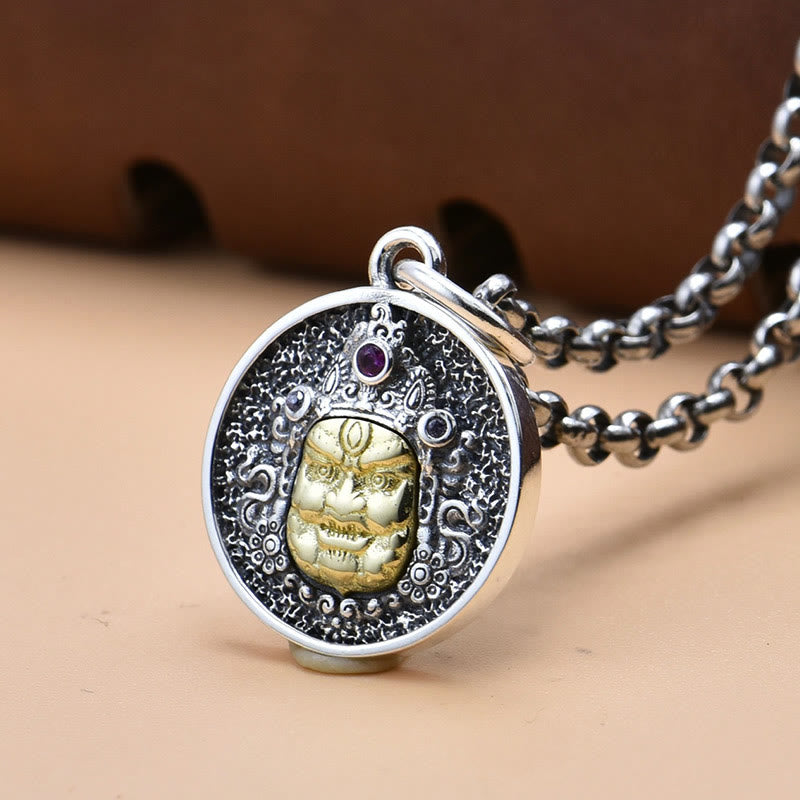 925 Sterling Silver Zakiram Goddess of Wealth Dorje Vajra Spiritual Necklace Pendant