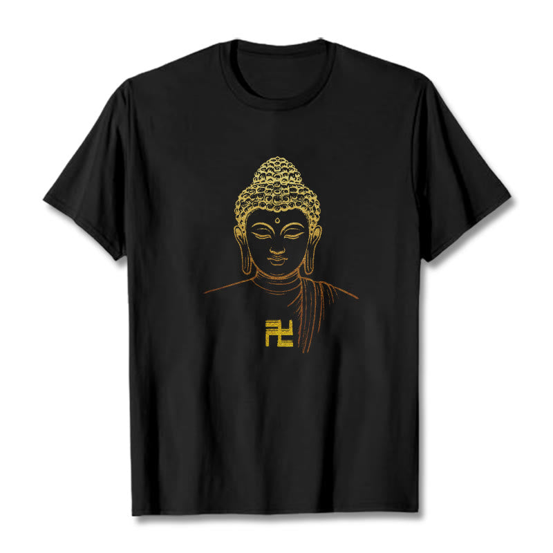 Swastika Pattern Golden mystic zen Cotton Tee T-shirt