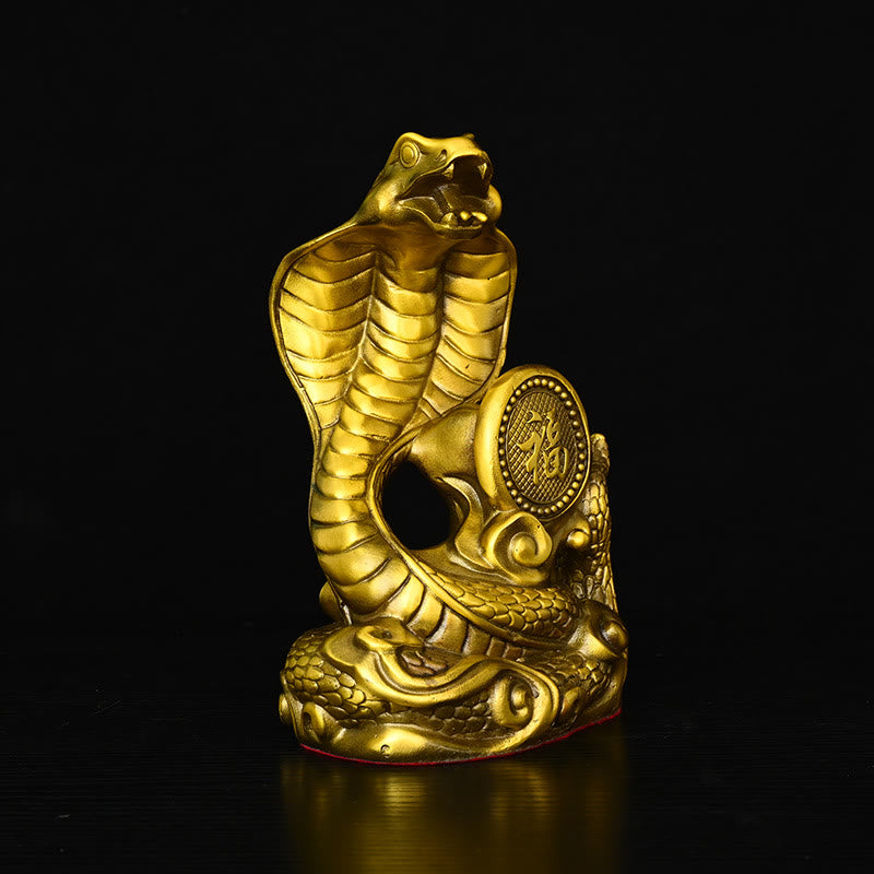 Year Of The Snake Fu Character Auspicious Clouds Fortune Brass Home Statue Decoration