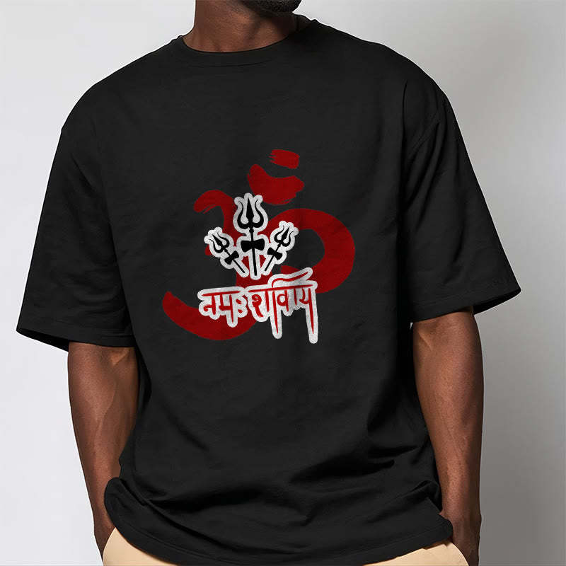 OM NAMAH SHIVAYA Three Small Tridents Cotton Tee T-shirt