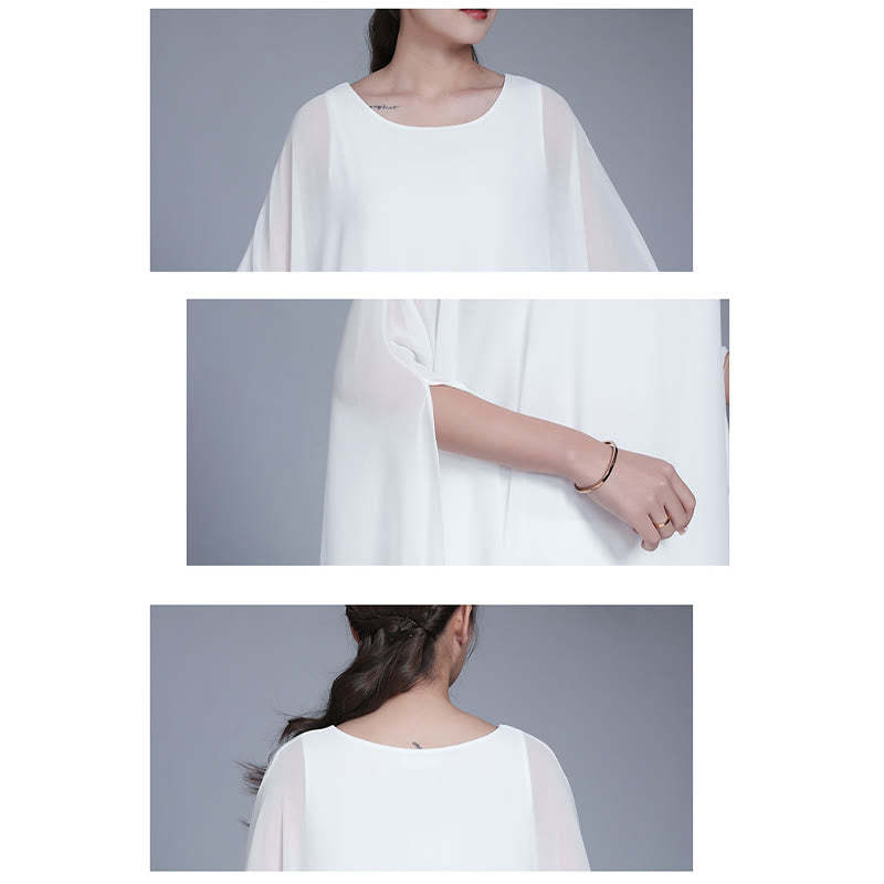 Simple Pattern Midi Dress Wide Leg Pants Meditation Spiritual Zen Practice Yoga Dance Clothing
