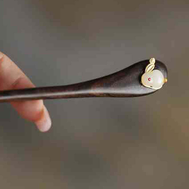 Auspicious Cloud Sandalwood Rabbit Protection Hairpin