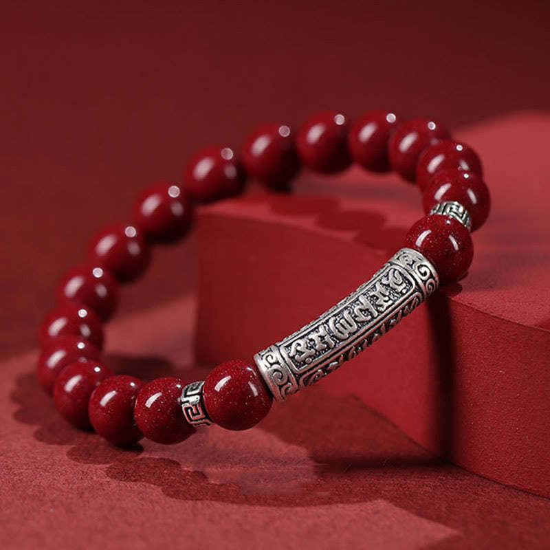 Cinnabar 999 Sterling Silver Six True Words Blessing Bracelet