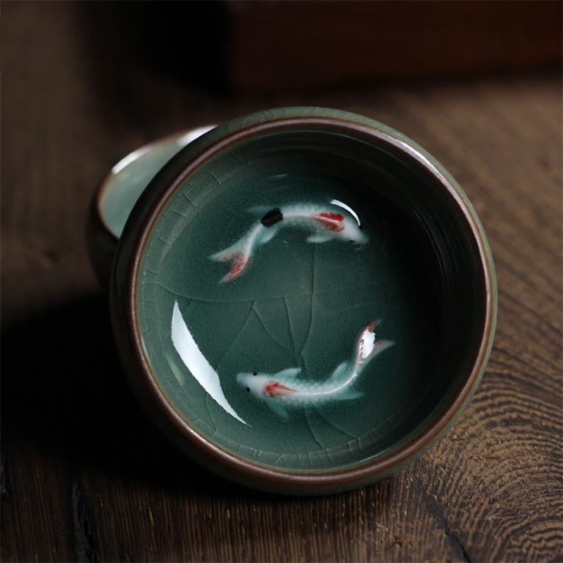 Colorful Koi Fish Ceramic Teacup Kung Fu Tea Cup Bowl
