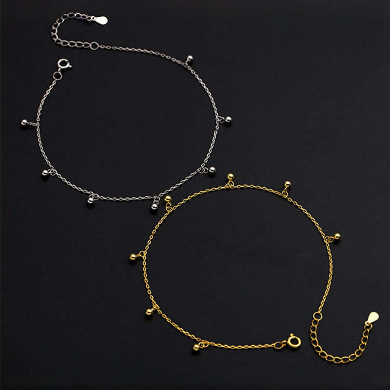 925 Sterling Silver Small Beads Charm Blessing Anklet