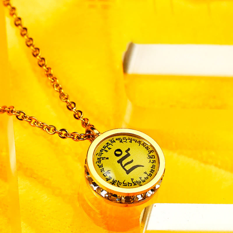 Tibetan Yellow God Of Wealth Green Tara mystic zen Serenity Titanium Steel Necklace Pendant