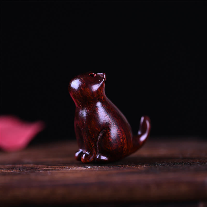 Small Leaf Red Sandalwood Ebony Wood Sandalwood Green Sandalwood Lucky Mini Cat Deer Sooth Phone Hanging Decoration