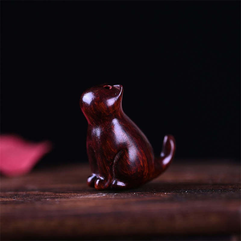 Small Leaf Red Sandalwood Ebony Wood Sandalwood Green Sandalwood Lucky Mini Cat Deer Sooth Phone Hanging Decoration