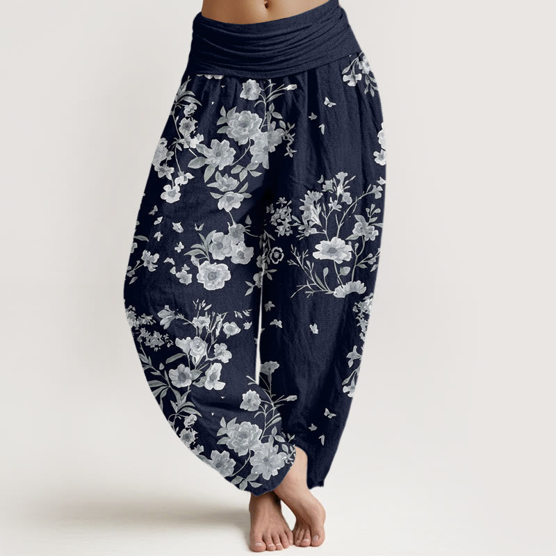 Summer Bohemian Floral Pattern Women's Elastic Waist Harem Pants