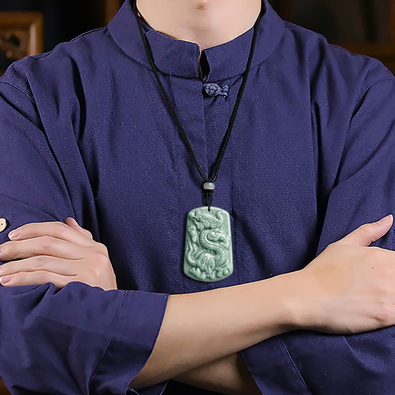 Year of the Dragon Chinese Zodiac Dragon Jade Success Amulet Necklace Pendant