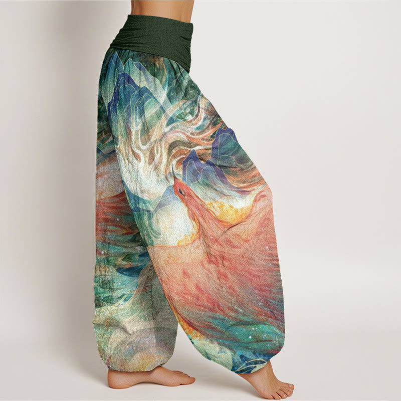 Mythical Creature Pattern Women's Elastic Waist Harem Pants