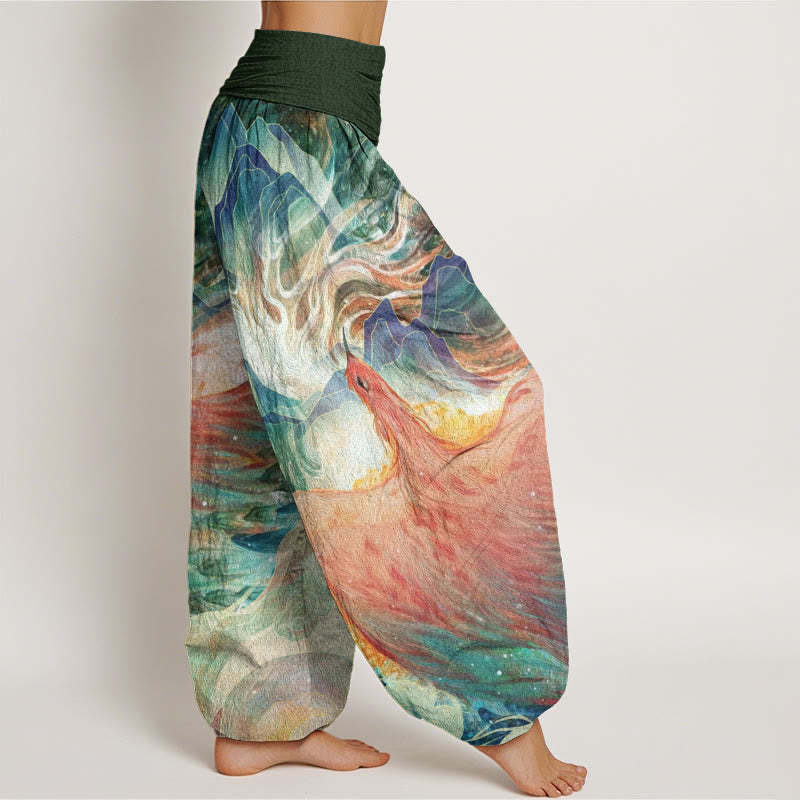 Mythical Creature Pattern Women's Elastic Waist Harem Pants