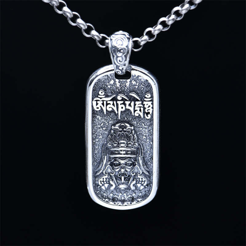 925 Sterling Silver Zakiram Goddess of Wealth Om Mani Padme Hum Peace Necklace Pendant