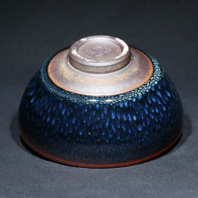 Handmade Blue Francolinus Spot Chinese Jianzhan Ceramic Teacup Kung Fu Tea Cup Bowl