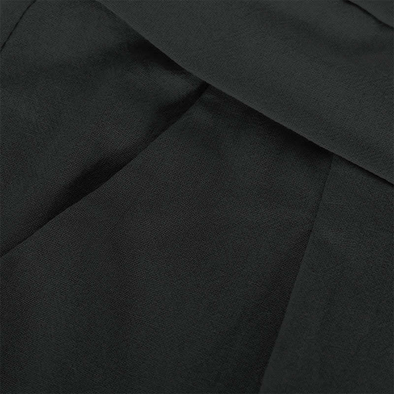 Retro Casual High Waist Cotton Linen Women's Wide Leg Pants With Pockets