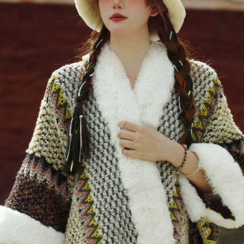 Tibetan Multicolored Striped Shawl Winter Cozy Travel Scarf Wrap