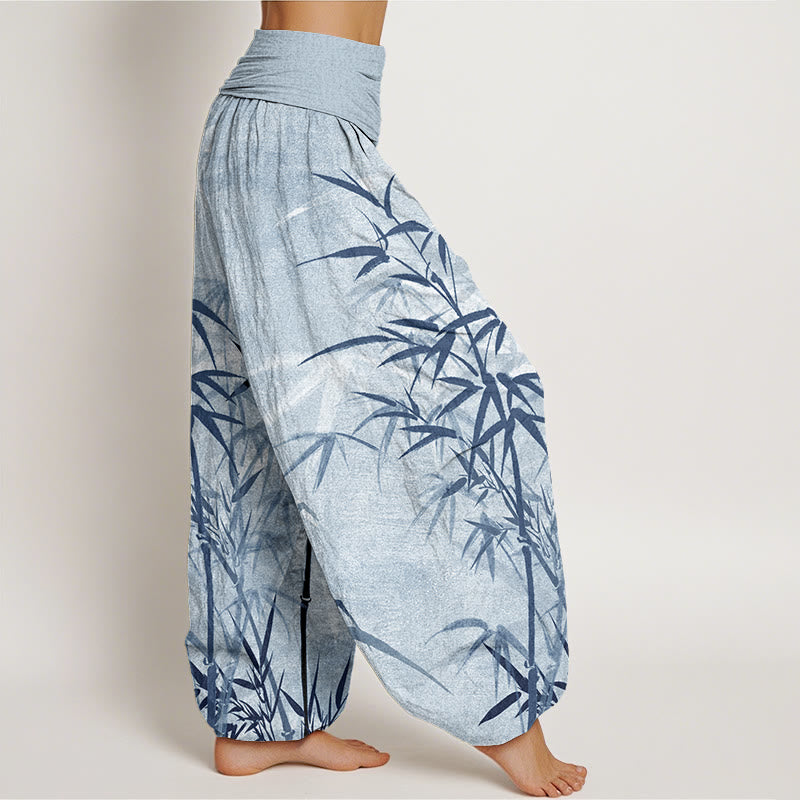 Casual Bamboo Leaves Women's Elastic Waist Harem Pants