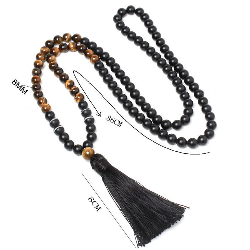 Black Onyx Tiger Eye Fortune Bracelet Tassel Necklace Pendant