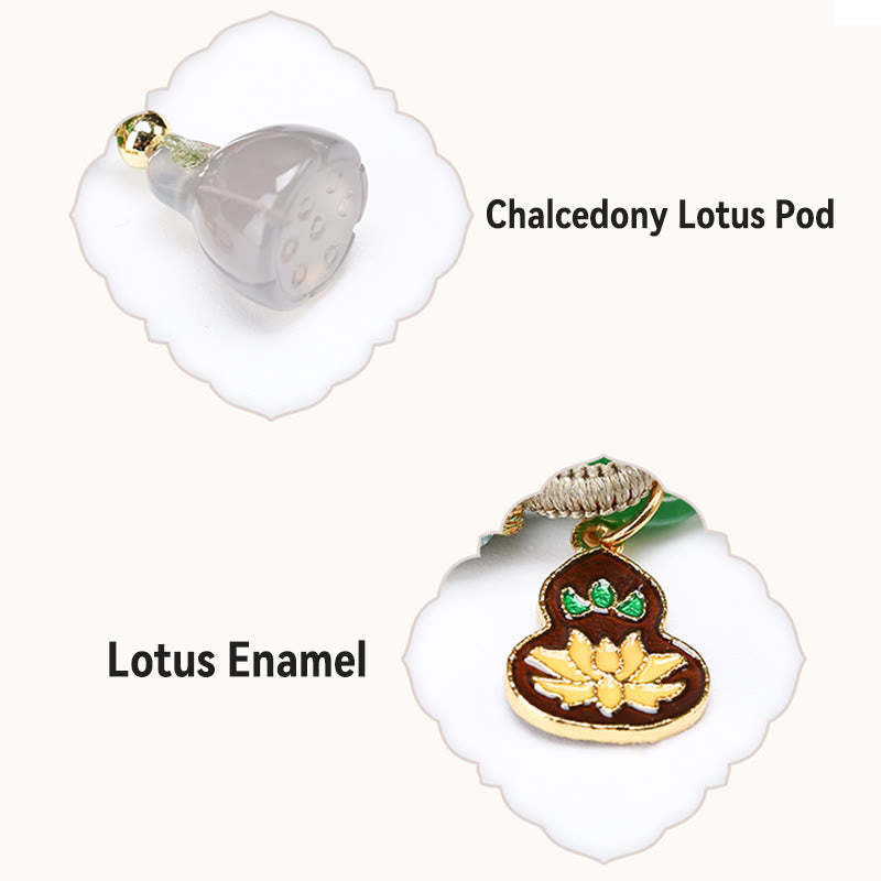 Colorful Rope Chalcedony Lotus Jade Peace Buckle Harmony Gourd Charm Bracelet