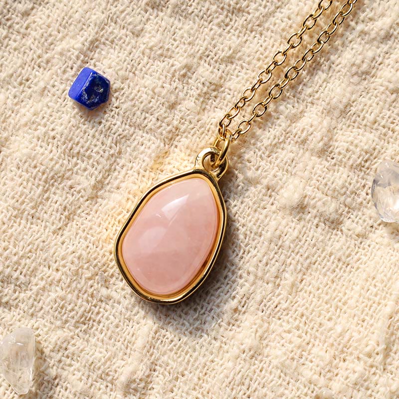 Natural Green Aventurine Amethyst Rose Quartz Blessing Necklace Pendant