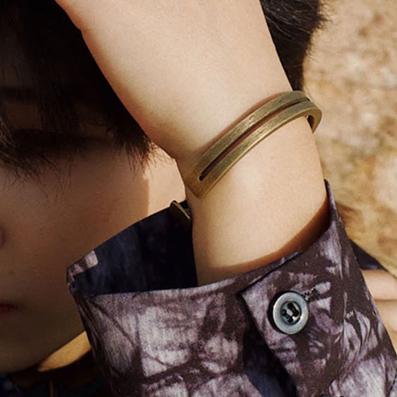 Rustic Copper Luck Viking Cuff Bracelet