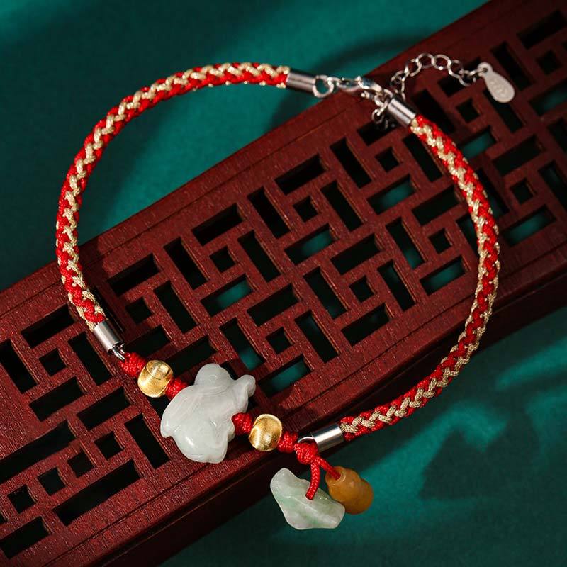 Chinese Zodiac Jade Prosperity Red String Bracelet Anklet