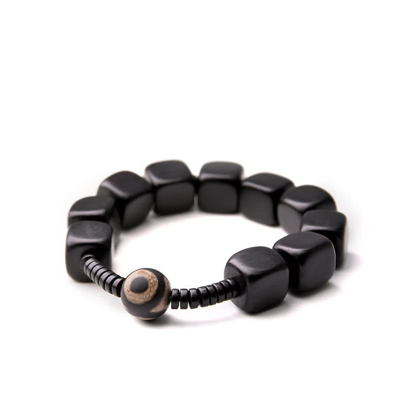 Tibetan Ebony Wood Dzi Bead Strength Bracelet