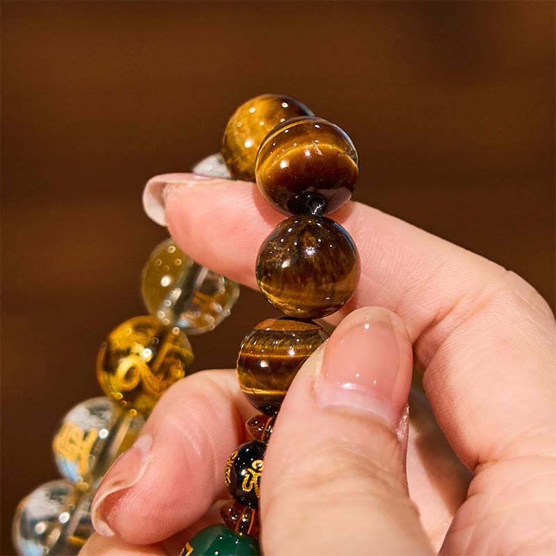 Chinese Zodiac Tiger Eye White Crystal Courage Bracelet