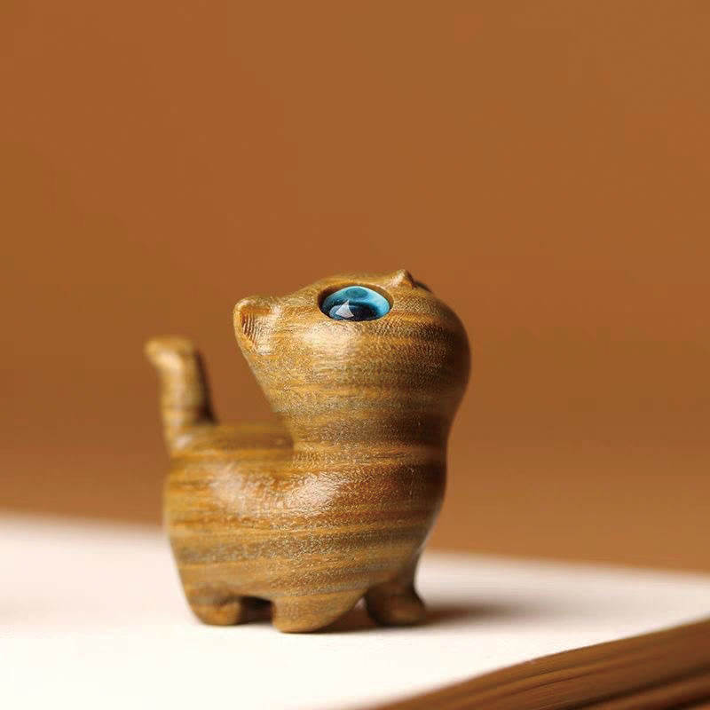 Green Sandalwood Ebony Wood Sandalwood Small Leaf Red Sandalwood Mini Lucky Cat Peace Decoration