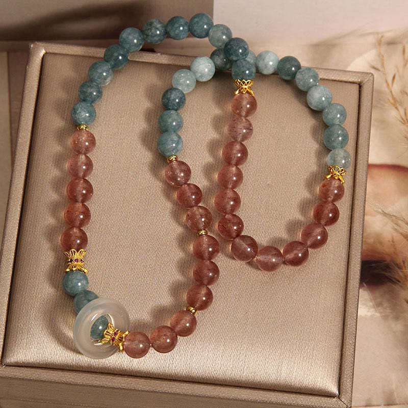 Jade Strawberry Quartz Abundance Luck Bracelet
