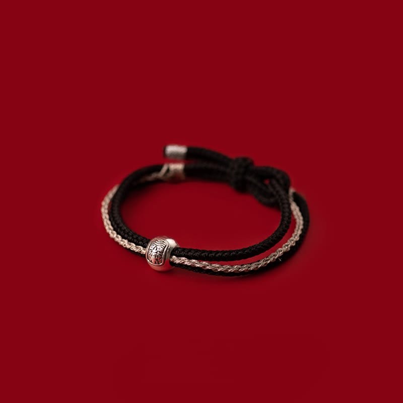 925 Sterling Silver Tibetan Zakiram Goddess of Wealth Luck Rope Bracelet