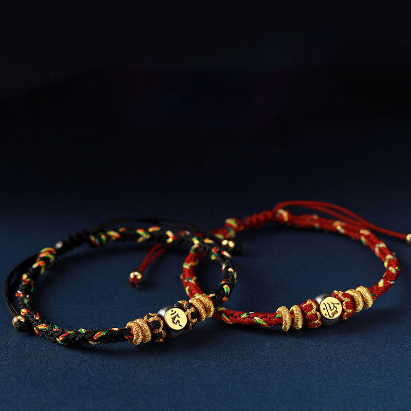 Chinese Zodiac Natal mystic zen Silver Luck Braided String Bracelet