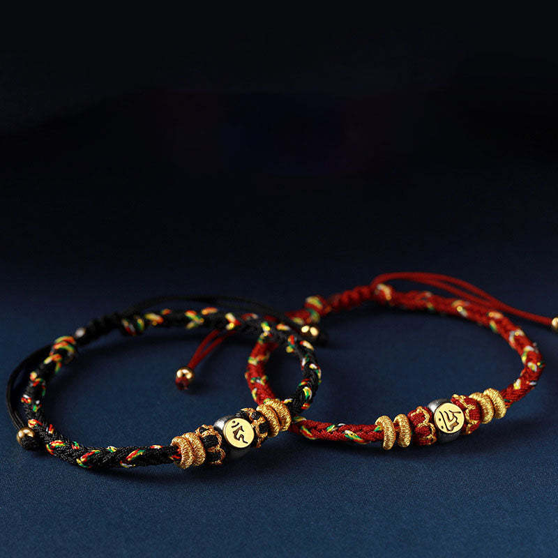 Chinese Zodiac Natal mystic zen Silver Luck Braided String Bracelet