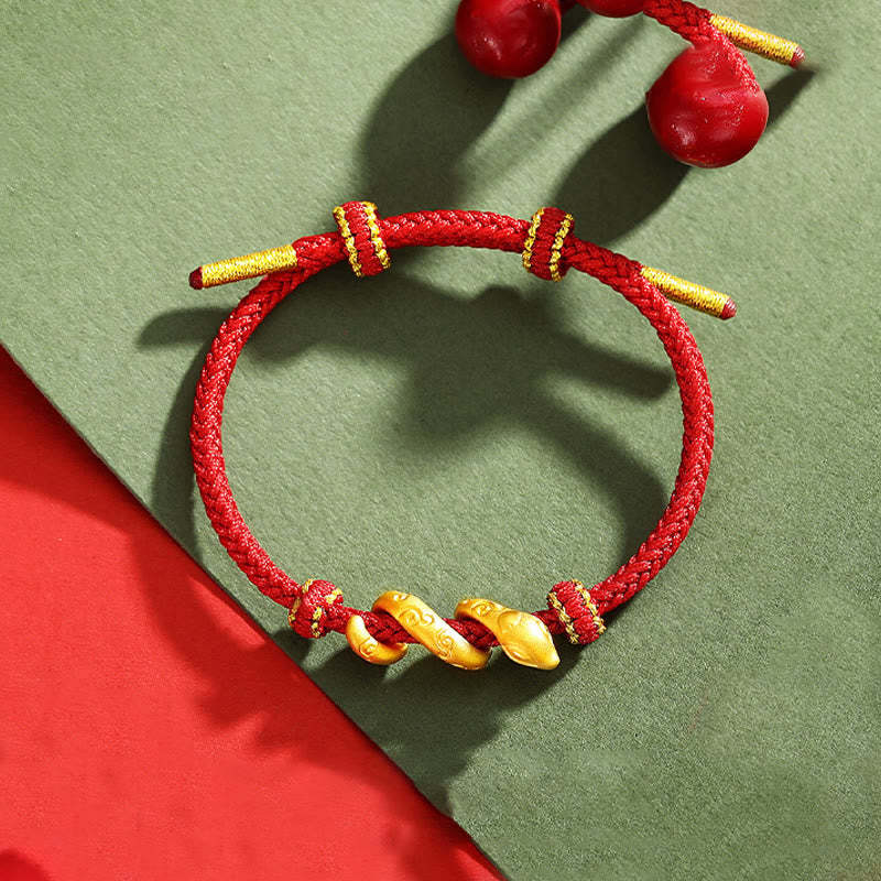 999 Gold Red String Year Of The Snake Protection Bracelet