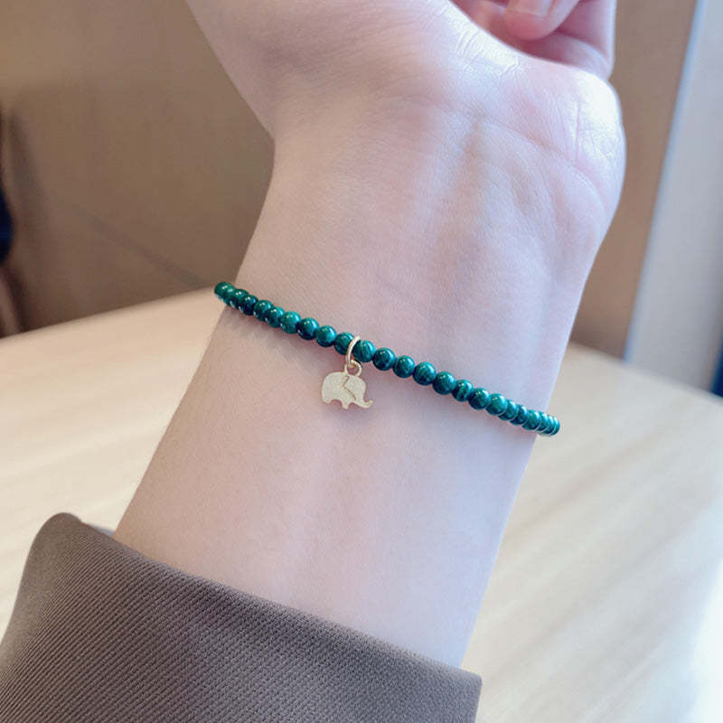 Natural Malachite Elephant Anti-Anxiety Charm Bracelet