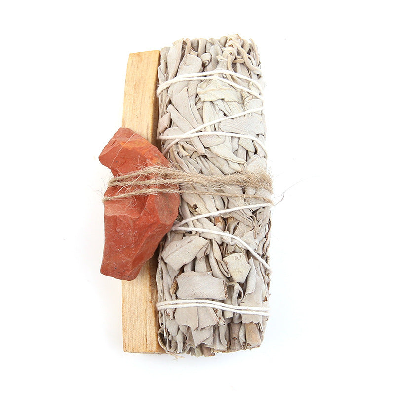 Natural Palo Santo Amethyst Green Aventurine Crystal White Sage Smudge Purify Altar Set Spiritual Supplies