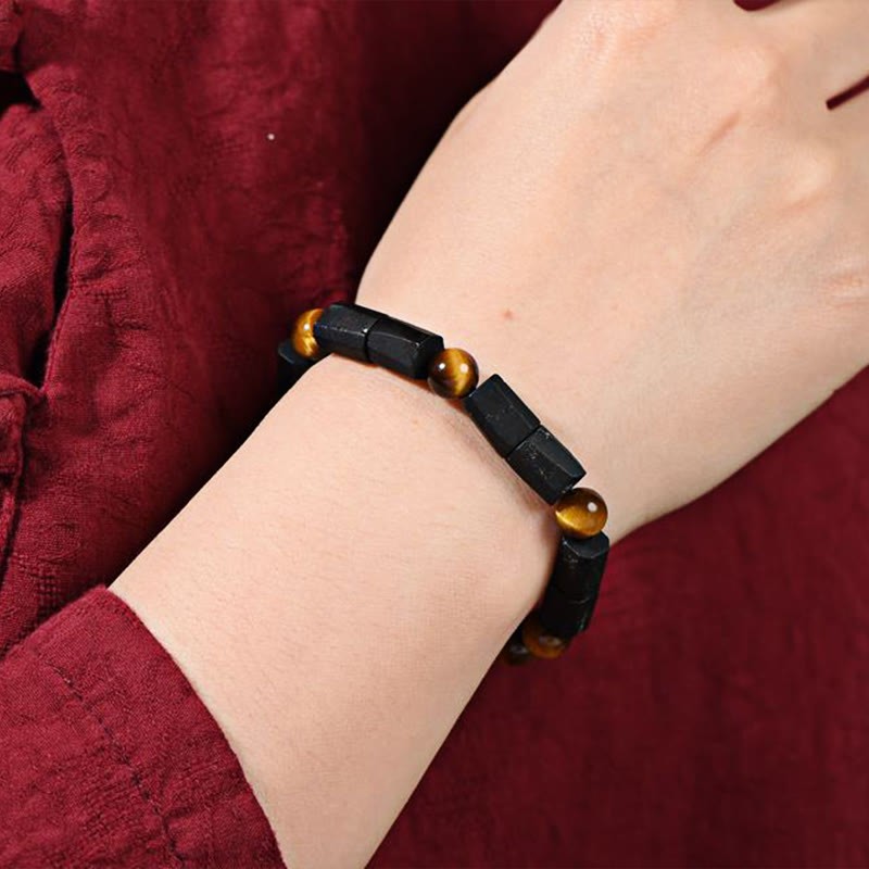 Natural Black Tourmaline Tiger Eye Positive Bracelet