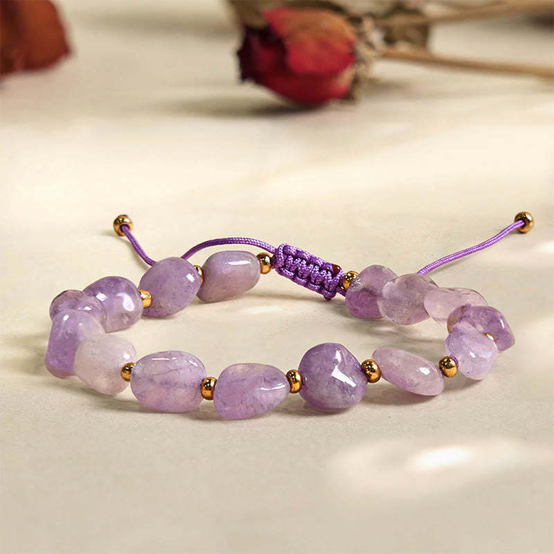 Irregular Shape Amethyst Braid String Balance Bracelet