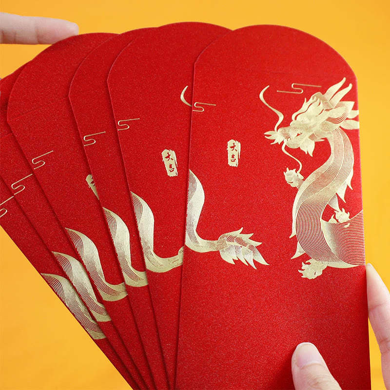 6Pcs Chinese Red Envelope Year of the Dragon Lucky Money Envelopes 2024 Chinese New Year Dragon Year Envelope