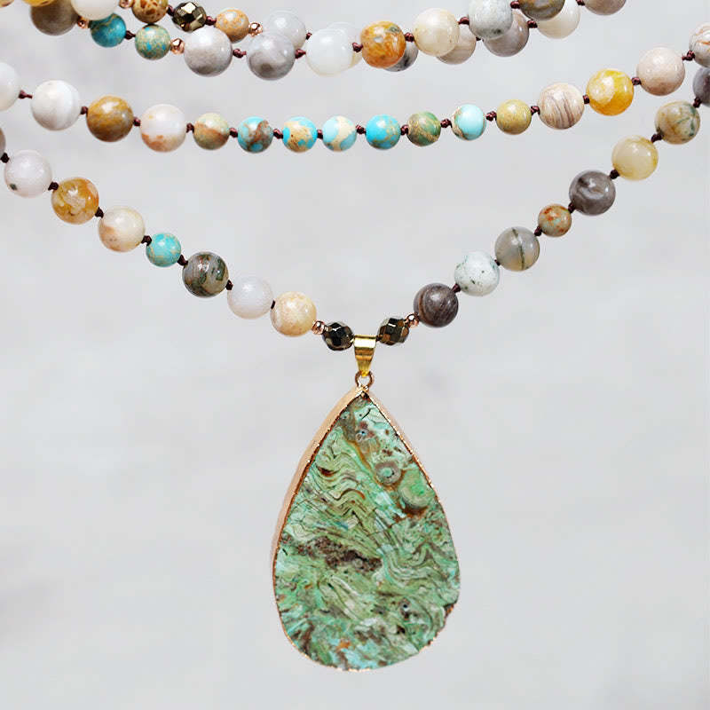 Natural Ocean Picasso Jasper Beaded Healing Neckace