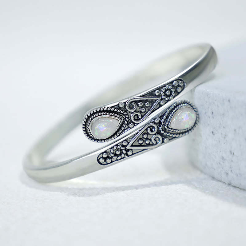 Zircon Water Drop Pattern Healing Cuff Bracelet Bangle
