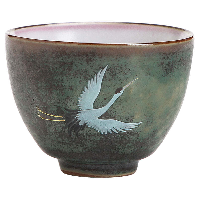 Auspicious Crane Ceramic Teacup Kung Fu Tea Cup Bowl